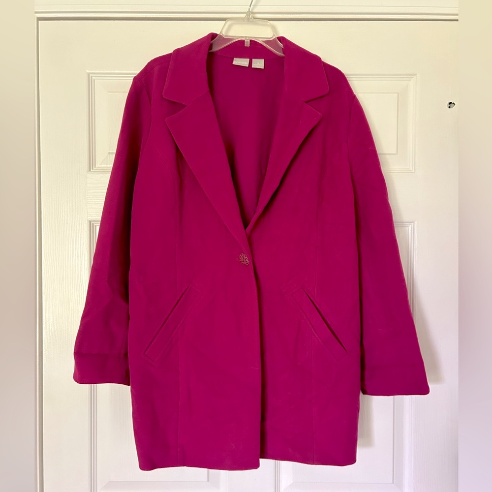 Chicos Size 3 Magenta Pink Coat